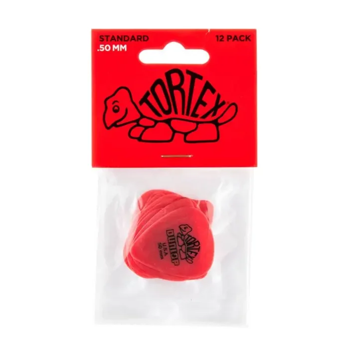 Jim Dunlop 0.50mm Tortex Standard Pick, Red, Players Pack of 12
