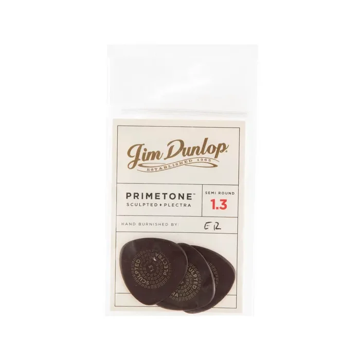 Jim Dunlop 514 Primetone Semi-Round Smooth Pick, 1.3mm, 3-Pack