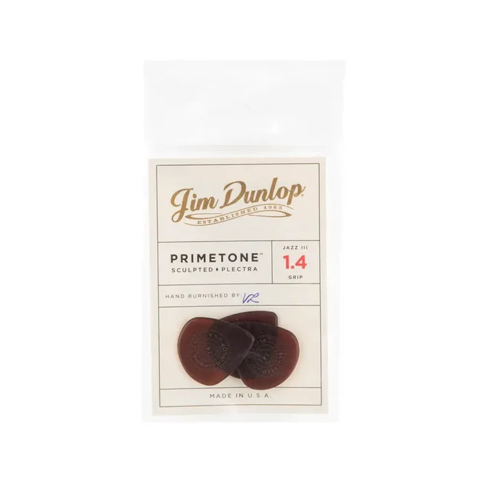 Jim Dunlop 518 Primetone Jazz III Grip Pick, 1.4mm, 3-Pack