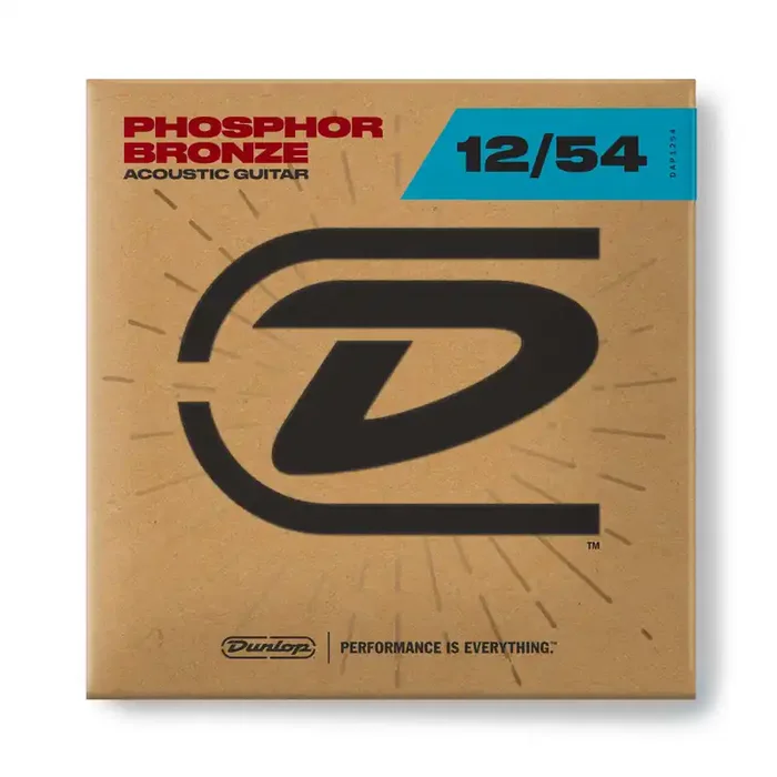 Jim Dunlop Phosphor Bronze 12-54 Acoustic Guitar Strings, Light