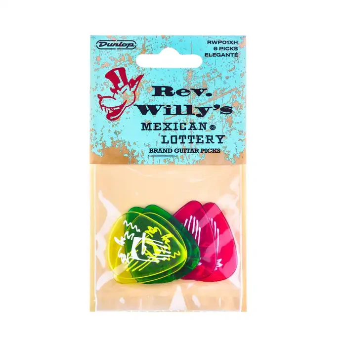 Jim Dunlop Rev. Willy‘s Mexican Lottery Brand Extra Heavy Guitar Picks, 6-Pack