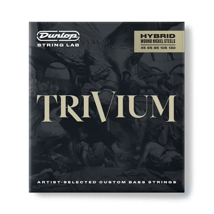 Jim Dunlop TRIVIUM Hybrid Nickel Wound 45-130 5-String Bass Guitar Strings, Long Scale