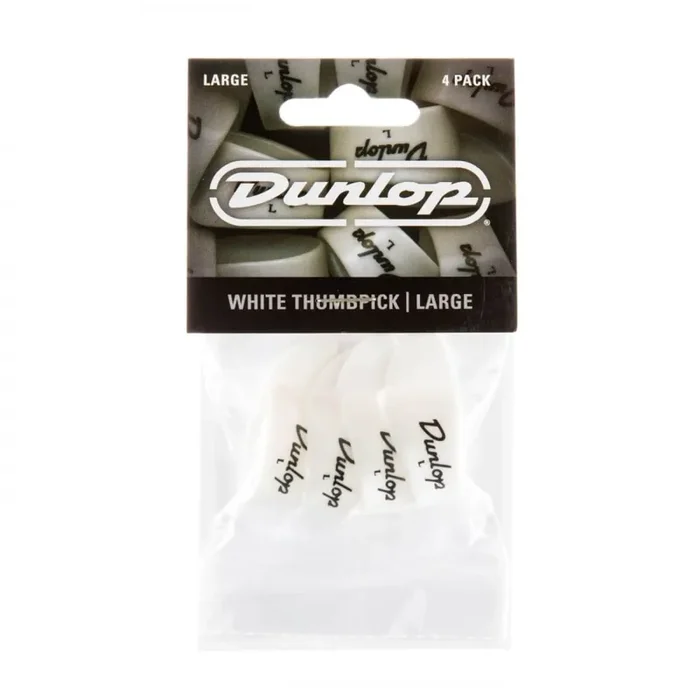 Jim Dunlop White Plastic Thumb Player Pack (4-Pack) Large