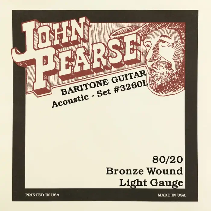 John Pearse 80/20 Bronze 15-68 Baritone Acoustic Guitar Strings, Light