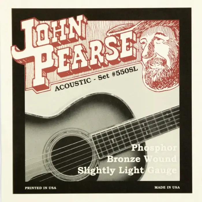 John Pearse Phosphor Bronze 11-50 Acoustic Guitar Strings, Slightly Light