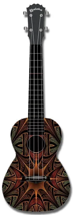 Kealoha “Jungle Mask” Design Concert Ukulele with Black ABS Resin Body