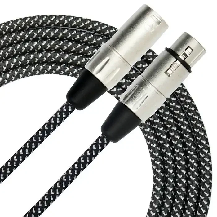 Kirlin 20ft / 6m Black & White Woven Fabric Coated XLR – XLR Microphone Cable