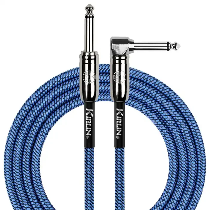 Kirlin 20ft / 6m Blue Woven Right Angle – Straight Jack Cable
