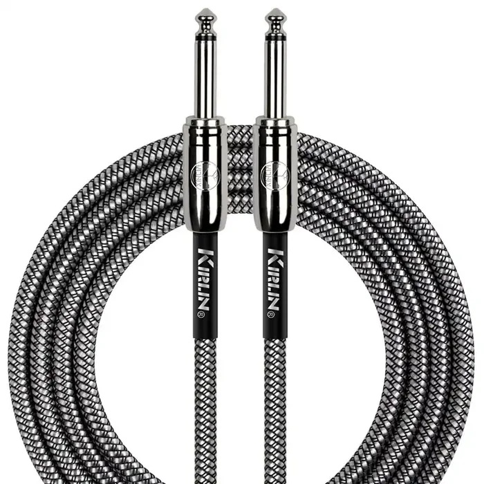 Kirlin 20ft / 6m Silver Black Woven Straight – Straight Jack Cable
