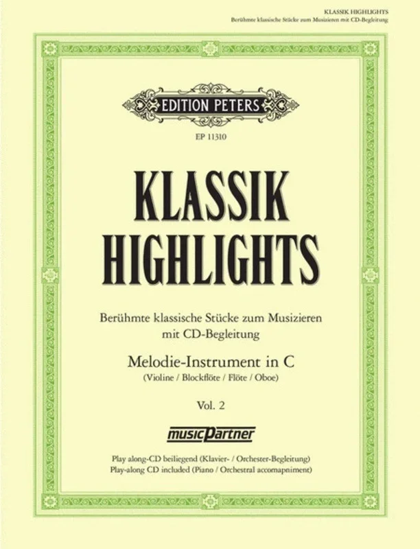 Klassik Highlights 2 C Inst Softcover Book/CD