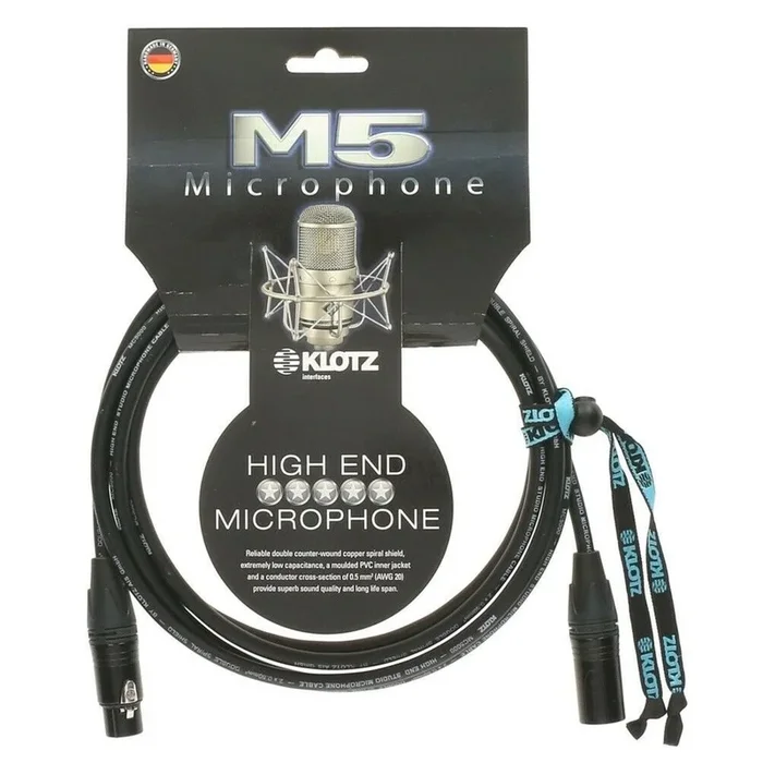 Klotz M5FM06 Microphone Cable Double Bare Copper Spiral Shield Neutrik XLR – 6m