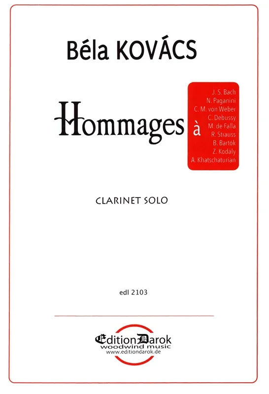 Kovács: Hommages to… (for clarinet)