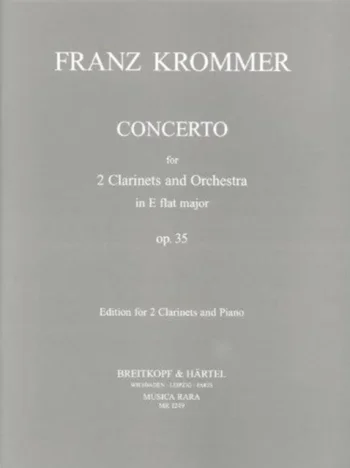 Krommer : Concerto Op.35: 2 Clarinets And Piano (Musica Rara)