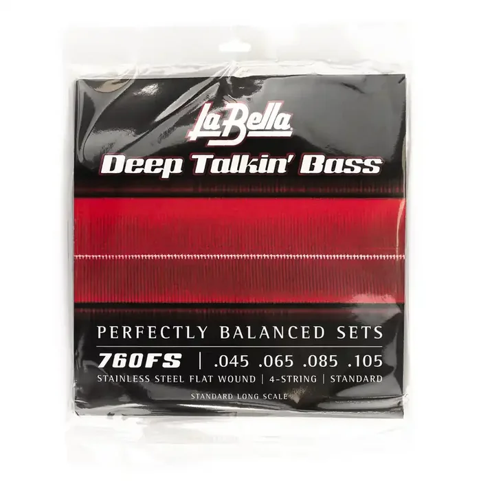 La Bella Deep Talkin‘ Bass Flatwound Stainless Steel 45-105 Bass Guitar Strings, Long Scale [760FS]