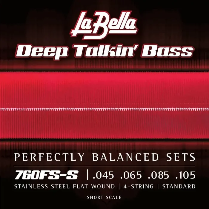 La Bella Deep Talkin‘ Bass Flatwound Stainless Steel 45-105 Bass Guitar Strings, Short Scale [760FS-S]