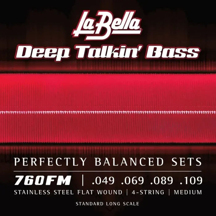 La Bella Deep Talkin‘ Bass Flatwound Stainless Steel 49-109 Bass Guitar Strings, Long Scale [760FM]