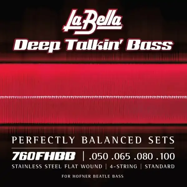 La Bella Deep Talkin‘ Bass Flatwound Stainless Steel 50-100 Bass Guitar Strings, H√∂fner Beatle Bass [760FHBB]