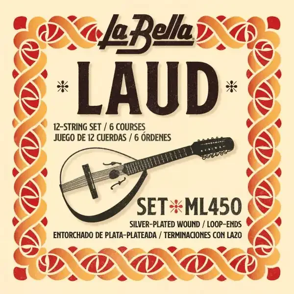 La Bella ML450 Laud Cittern 12-String Set, Loop End