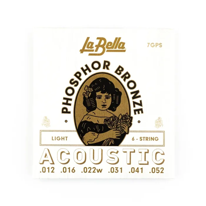 La Bella Phosphor Bronze 12-52 Acoustic Guitar Strings, Light [7GPS]