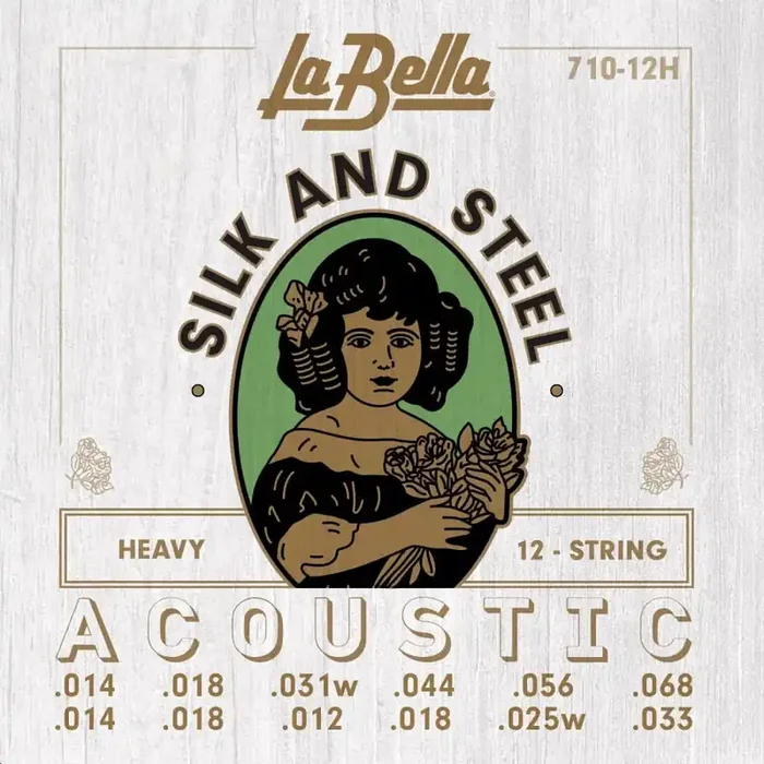 La Bella Silk & Steel 12-String 14-68 Acoustic Guitar Strings, Heavy, Low-C