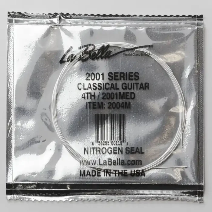 La Bella Silver-Plated Copper Wound Classical Guitar D-4th Single String, Medium Tension