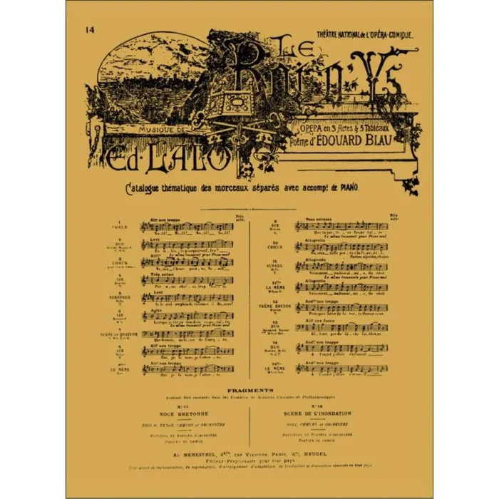 Lalo, Edouard – Roi Dys Air No 14 Duo Soprano Tenor Solo & Piano
