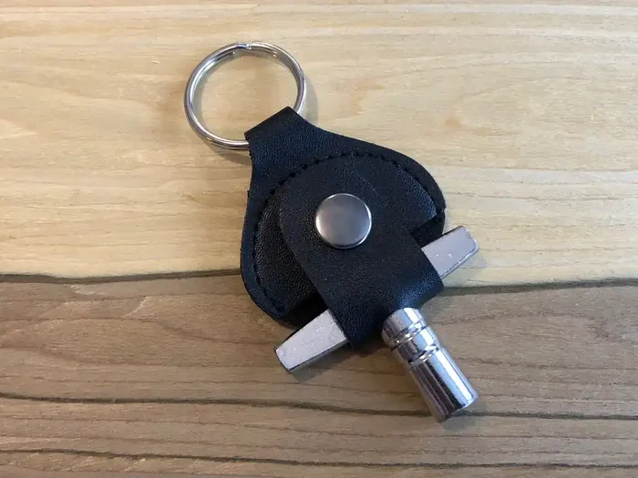 Leather Keyring Drum Key Holder – Black