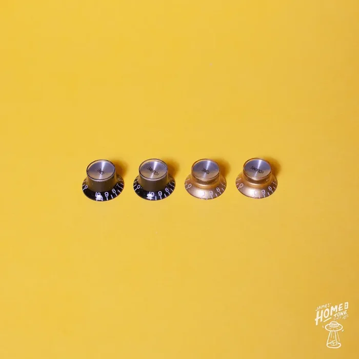 Left Handed Gibson style ‘Reflector‘ Control knob with embossed numbers for 5.95mm 24 Spline spec pots