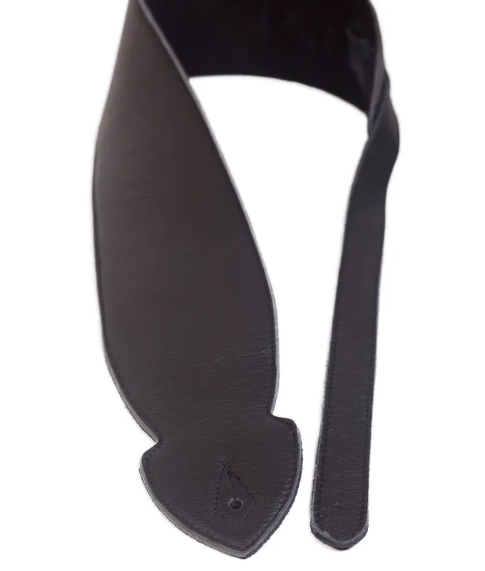 LG “Softy” 4″ WIDE Black Leather Guitar / Bass Strap