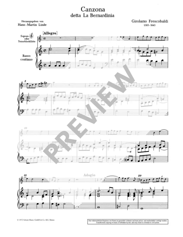 Linde Venetian Music about 1600 for Descant Recorder and Continuo