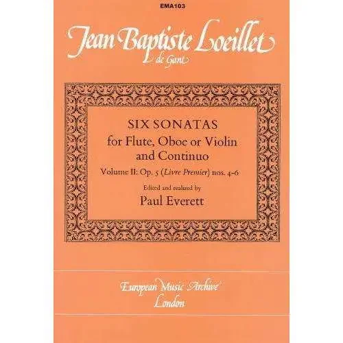 Loeillet 6 Sonatas For Flute, Oboe/Violin and Continuo