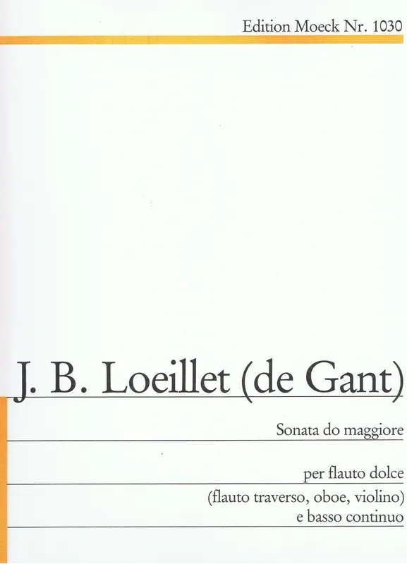 Loeillet De Gant Sonata in D Major for Treble Recorder and Basso Continuo