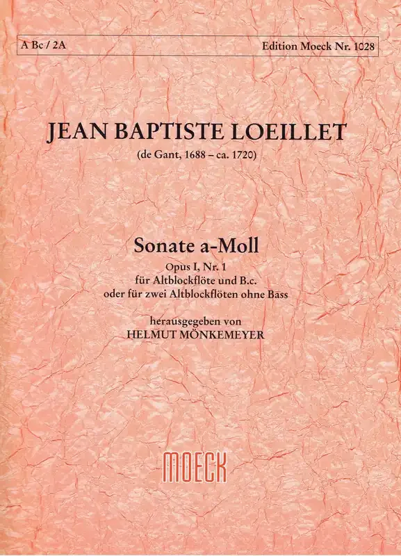 Loeillet Sonata in A Minor for Treble Recorder and Basso Continuo