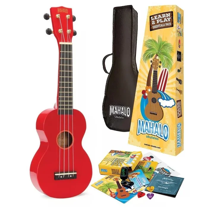 Mahalo ‘Learn 2 Play’ Ukulele Essentials Pack, Red