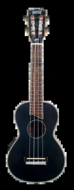 Mahalo Pearl Series Concert Ukulele – Black Solid Top