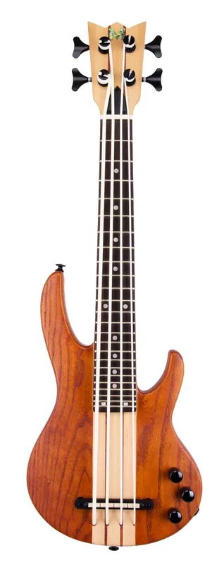Mahalo Solid Electric Bass Ukulele, Trans. Brown, Bag