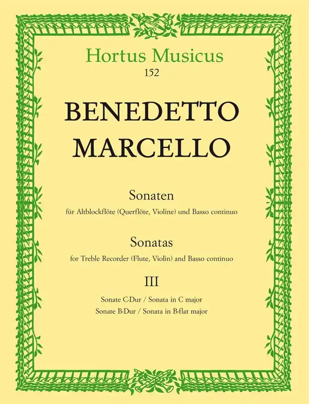 Marcello Sonatas for Treble Recorder and Basso Continuo, Vol. 3