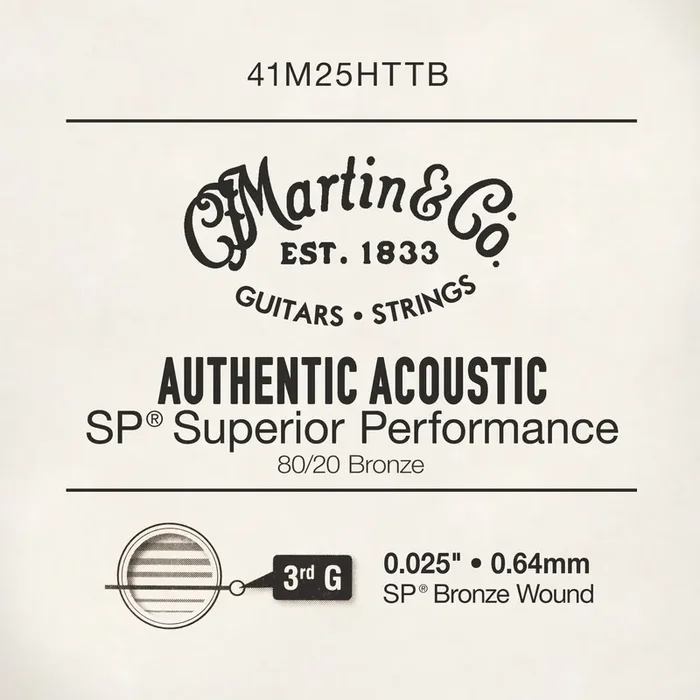 Martin .025 Authentic Acoustic 80/20 Bronze Single String
