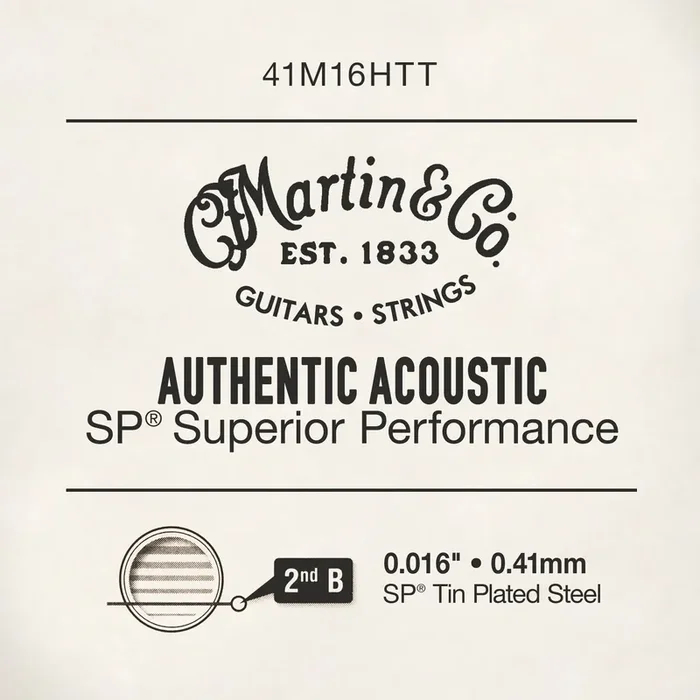 Martin 16 (.016″) Authentic Acoustic Tin Plated Plain Steel Single String