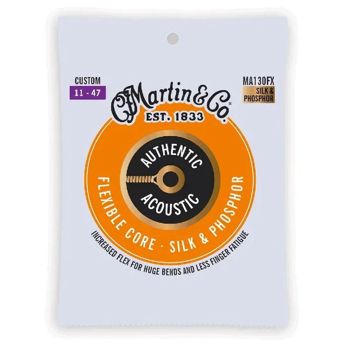 Martin Authentic Acoustic Flexible Core Silk & Phosphor 11-47 Acoustic Guitar Strings