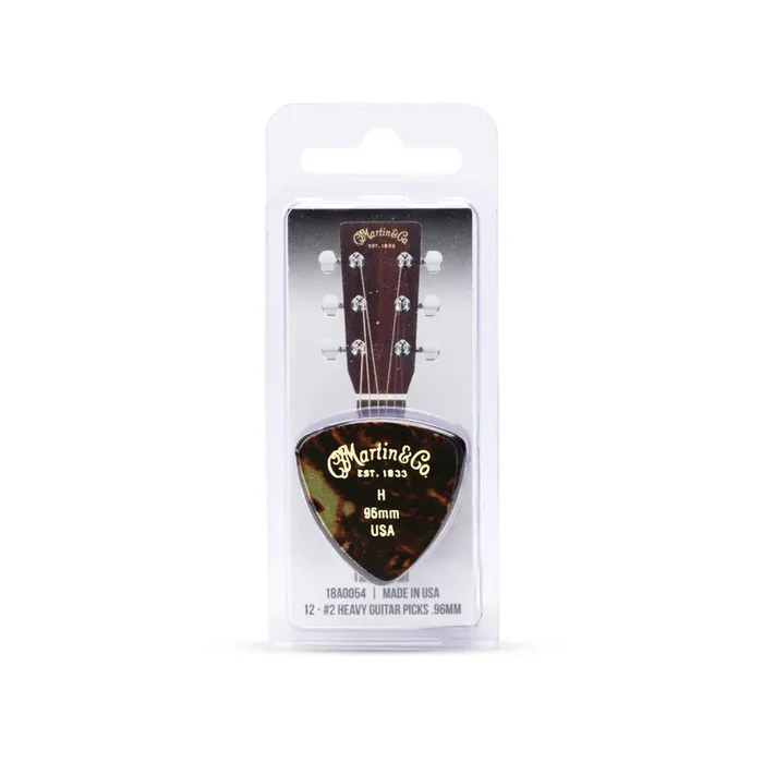 Martin Faux Tortoise Shell Triangle Guitar Plectrum 12-Pack, Heavy
