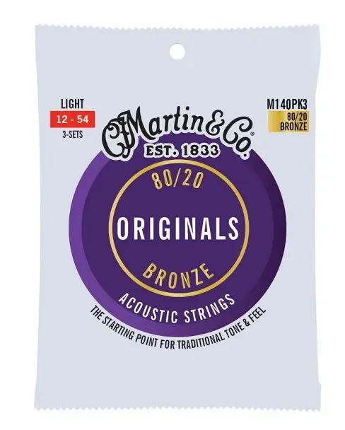 Martin M140PK3 80/20 Bronze Acoustic Strings 3-Pack