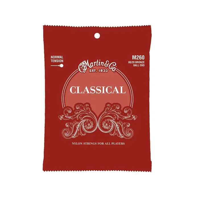 Martin M260 Classical 80/20 Bronze Ball End Nylon Guitar Strings, Normal Tension, 28-43