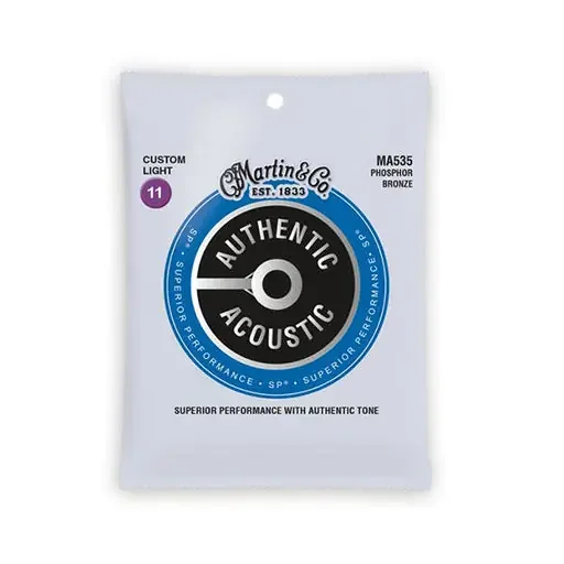 Martin MA535 Authentic Acoustic SP Phosphor Bronze Acoustic Guitar Strings, Custom Light, 11-52
