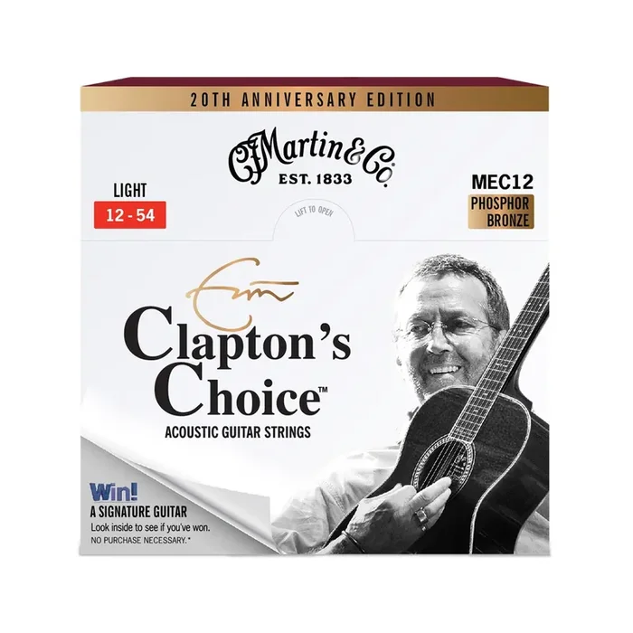 Martin MEC12LTD20 Claptons Choice 20th Anniversary Acoustic Guitar Strings, Light, 12-54