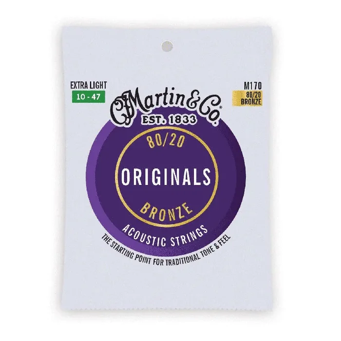 Martin Originals 80/20 Bronze 10-47 Acoustic Guitar Strings, Extra Light