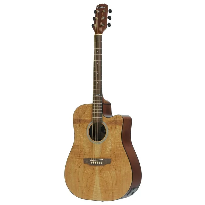 Martinez ‘Mosaic Series’ Spalted Maple Acoustic-Electric Dreadnought Cutaway Guitar (Mosaic Satin)