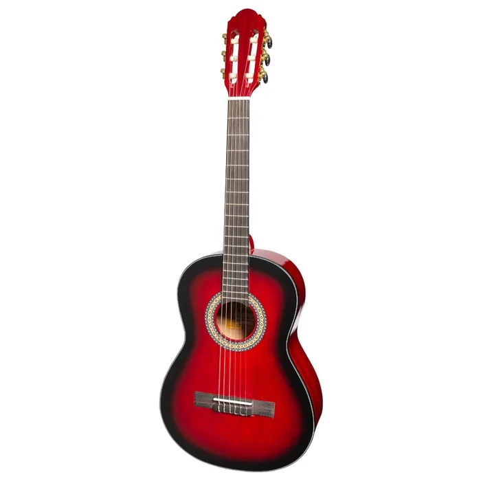 Martinez ‘Slim Jim’ G-Series 3/4 Size Classical Guitar with Built-in Tuner (Trans Wine Red-Gloss)