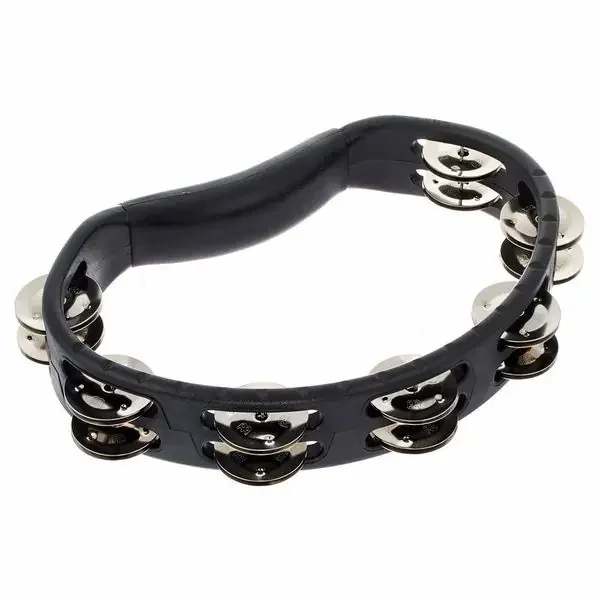 Meinl Headliner Series Double Row Hand Held Tambourine, Stainless Steel Jingles, Black HTMT1BK