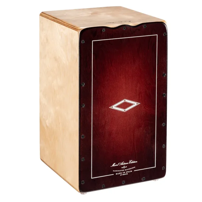 MEINL Percussion Artisan Edition Series String Cajon Soleá Line – Dark Red Burst